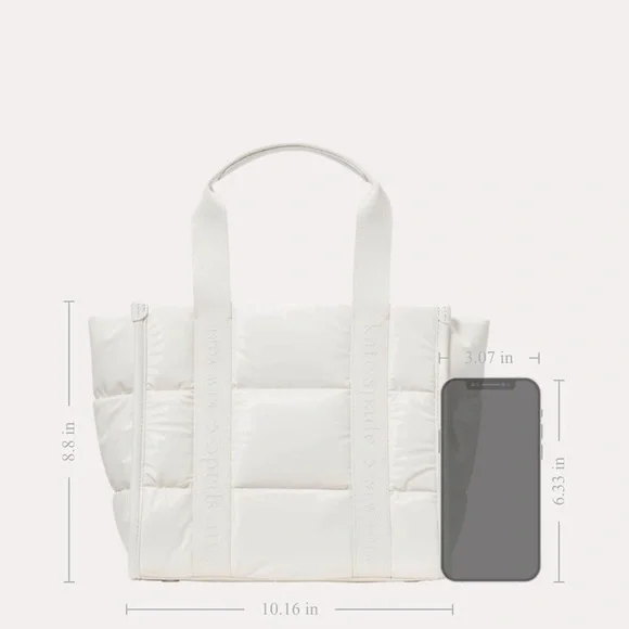 Kate Spade  KIP Cream Puffy Tote Small Brand New With Tags- Ships FREE - Picture 9 of 12